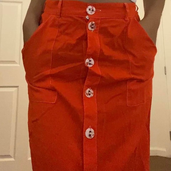 6.Orange Button Up Maxi Skirt With Slits Urban Outfitters - Picture 3 of 4